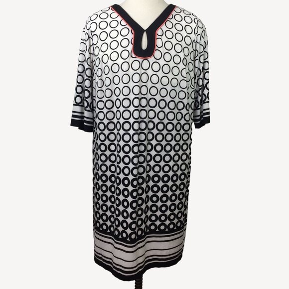 Dressbarn Signature Camryn Women's Dress Eyelet Geometric Black White Size 18W - Picture 1 of 11